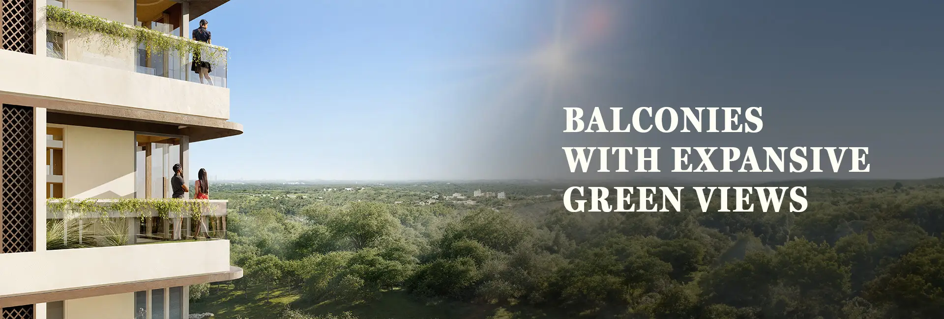Balconies with expansive green views at Birla Punya, Pune. Premium residences offering scenic views in Birla Estates project.