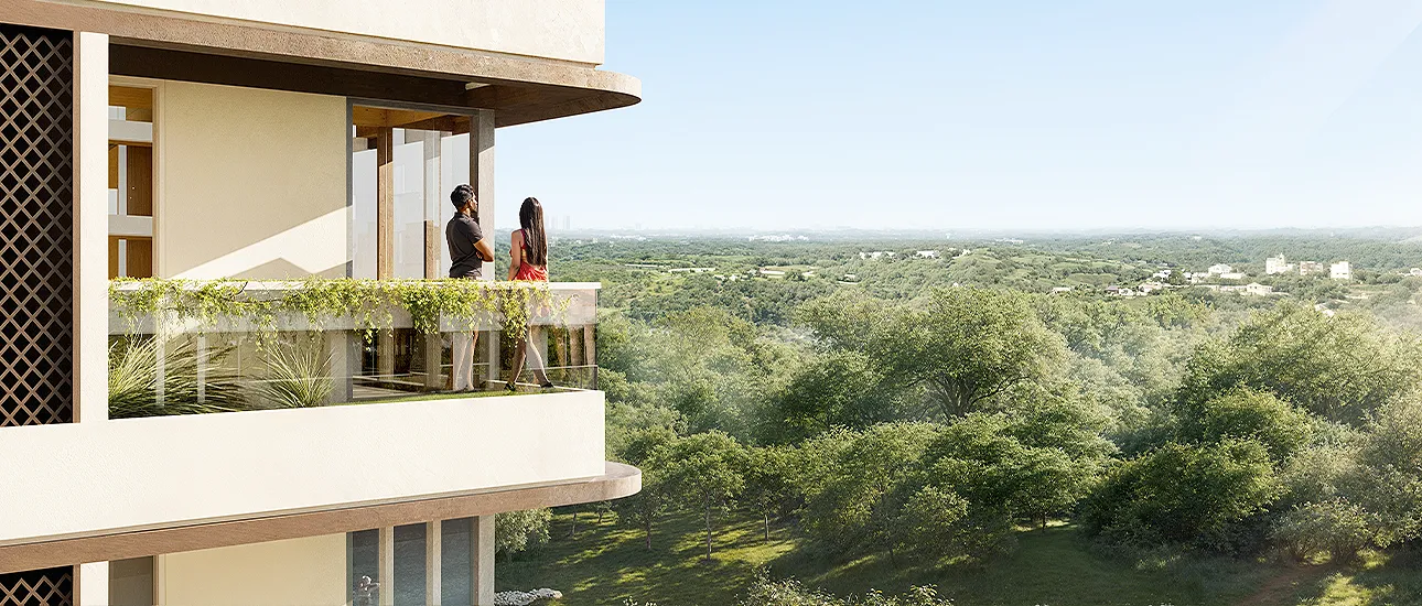 Birla Punya balcony with expansive green views in Pune