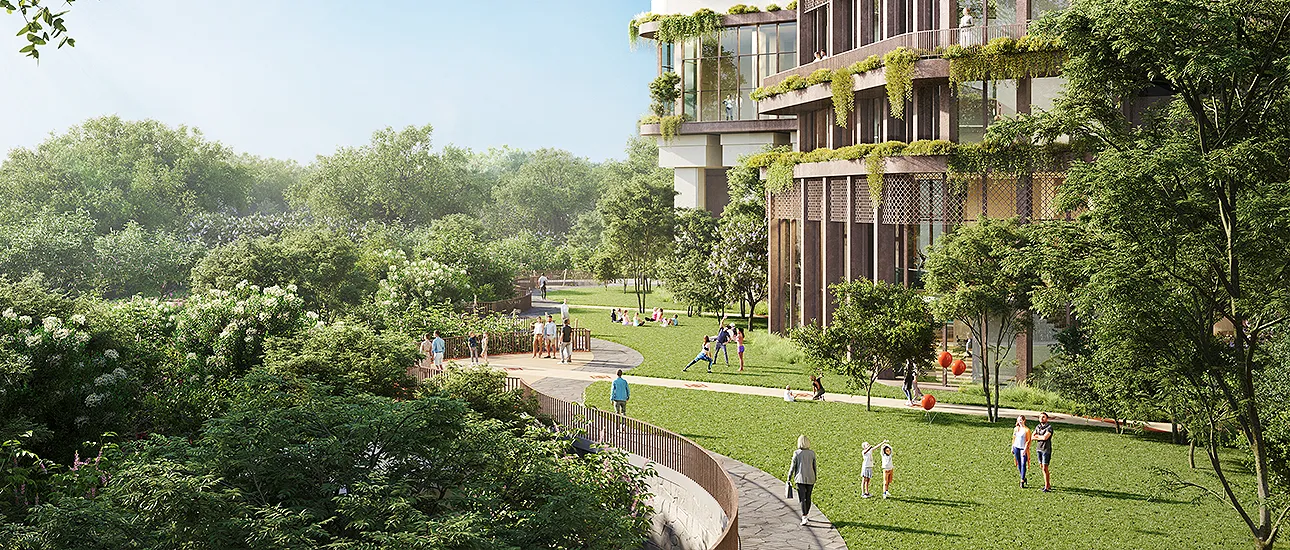 Landscaped park and walking trails at Birla Punya Pune